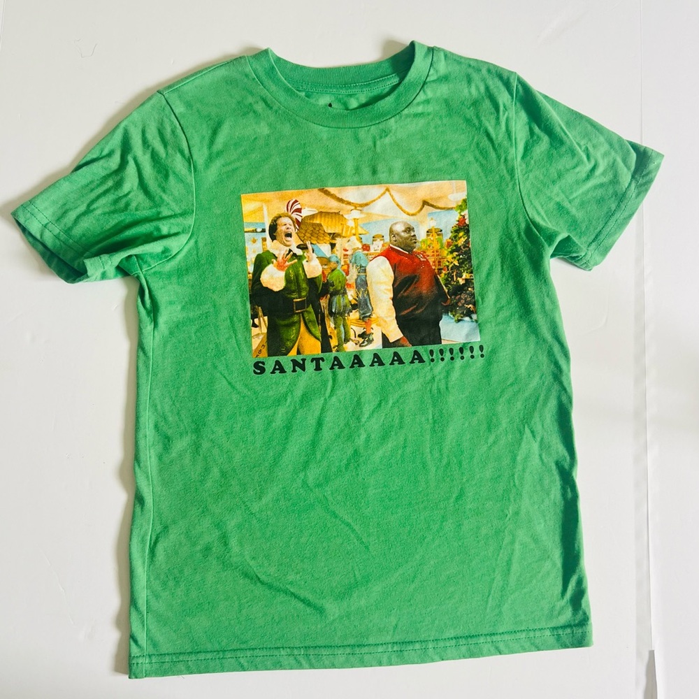 Buddy The Elf “Santaaa” Boys Green Graphic T-Shirt SZ Medium 💚